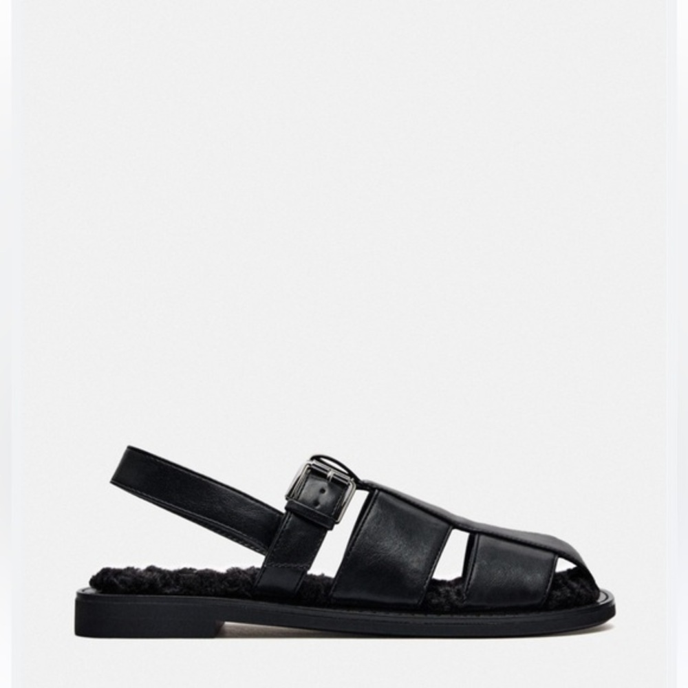 Zara NWT faux fur lined cage sandals